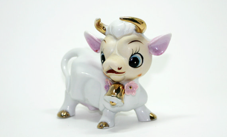 Hand-Painted Porcelain Cow