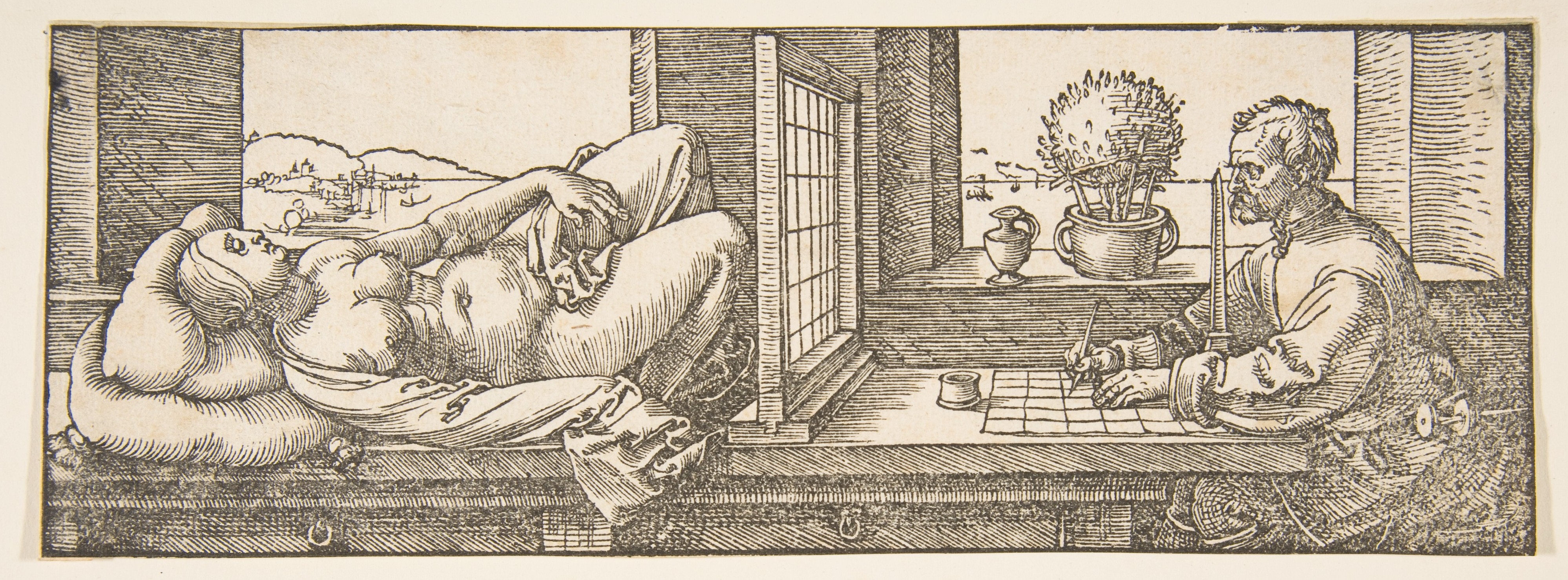  Draughtsman Making a Perspective Drawing of a Reclining Woman ca. 1600