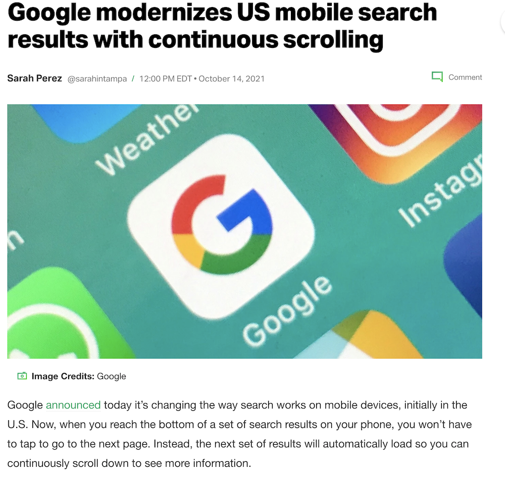 Google Continuous Scroll